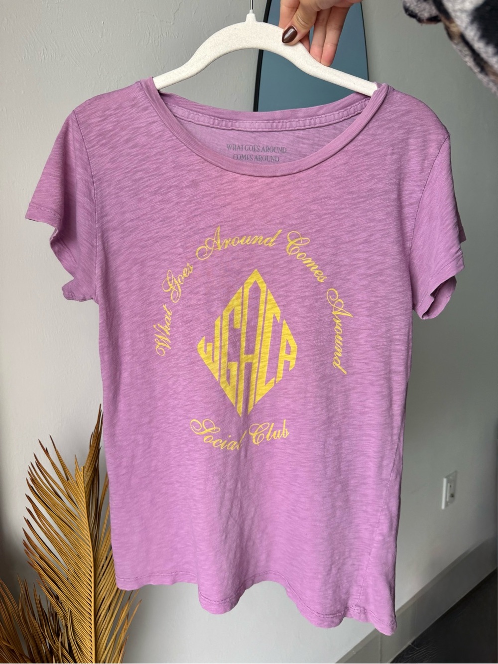What Goes Around Comes Around Vintage WGACA Social Club Graphic Tee Purple